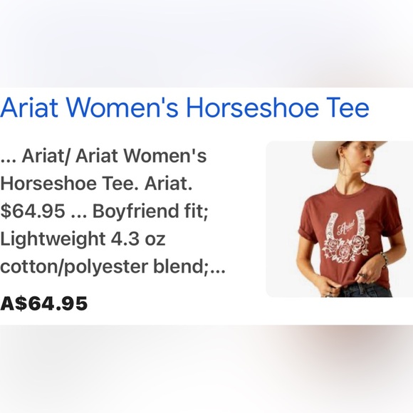 Ariat Boyfriend Fit Rust Color Western Floral Horseshoe Woman’s Logo Tee Medium - Picture 10 of 15